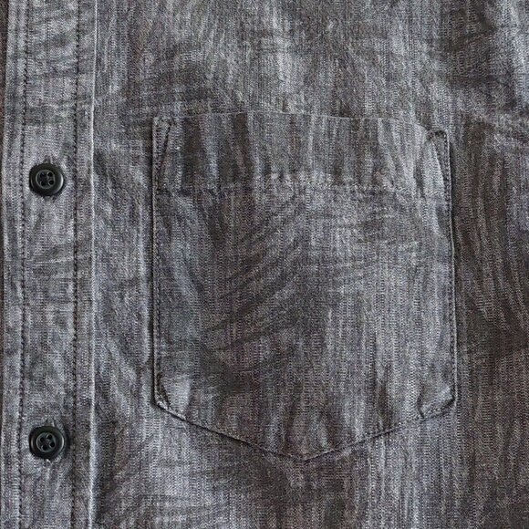 Hawker Rye Slim Stretch Gray Print Short Sleeve Button Down Shirt Men's Size M - Picture 3 of 14